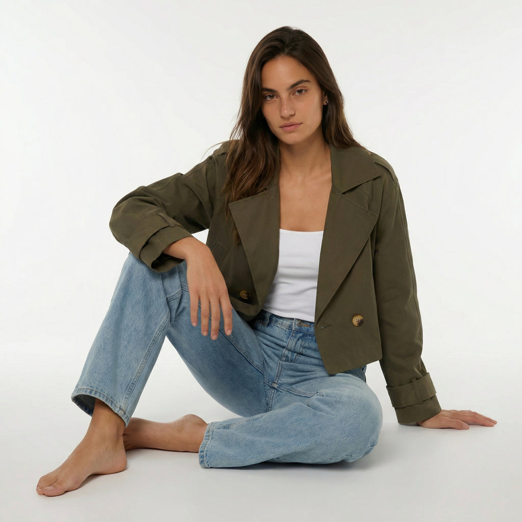 Khaki Cropped Jacket